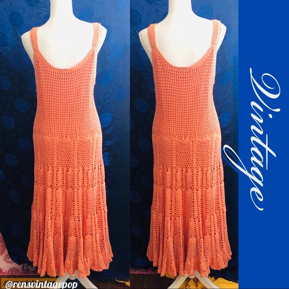 Vintage Dresses & Skirts - Flapper Dress - 70s Style Boho Crochet